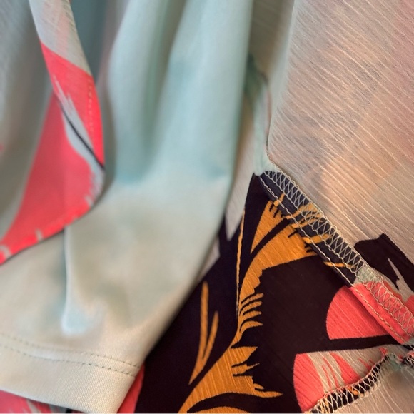 Express Teal Tropical print Off-Shoulder High Low Fit Flare Lined Dress Size S - Picture 6 of 10